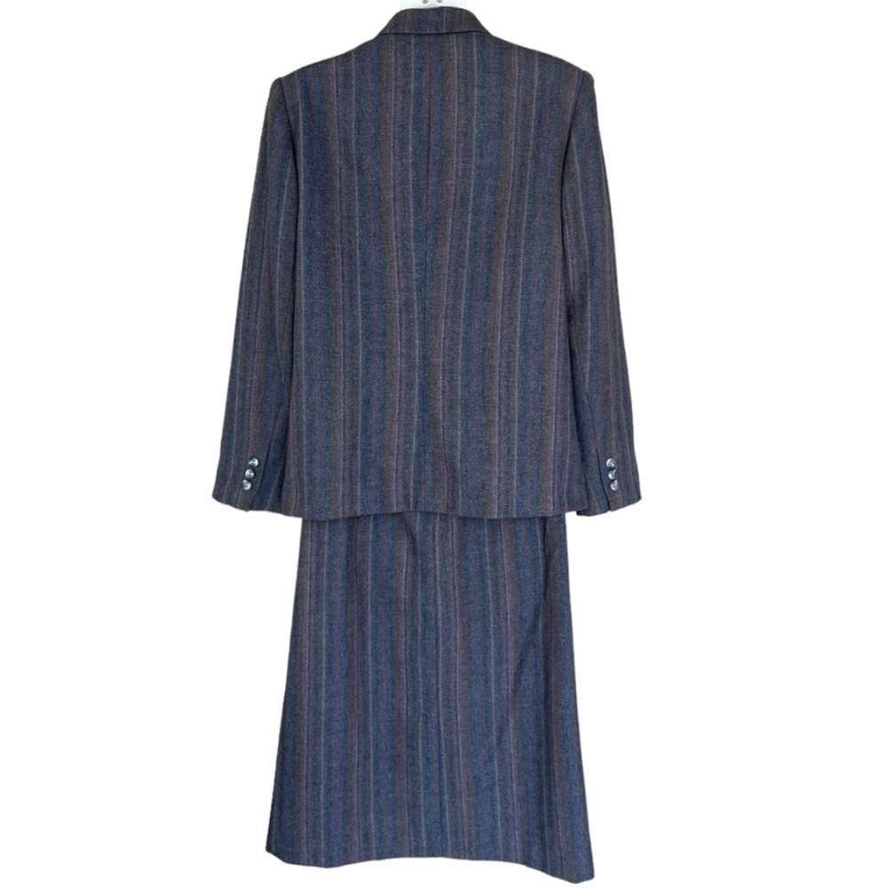 E.H. Woods Vintage Wool Blend Striped Blazer & Midi Skirt Suit Set Size 10 - Picture 4 of 15
